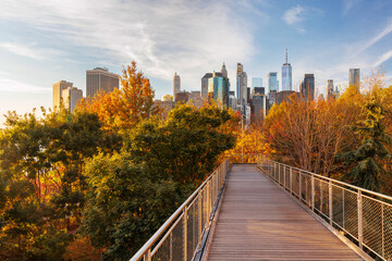 The New York Manhattan skyline during autumn