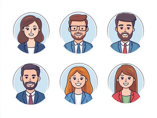 Fototapeta premium Professional group of diverse business people in suits, smiling and engaging. This illustration showcases teamwork and collaboration in corporate environment