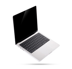 Laptop with a blank screen isolated on a white background