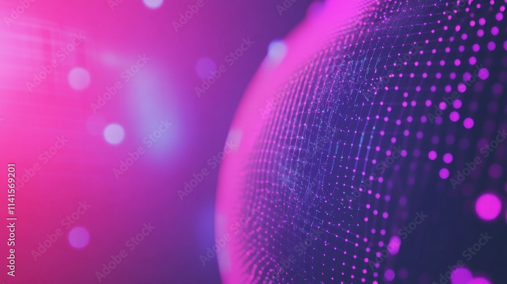 Poster abstract colorful background with dots and lines in purple and pink