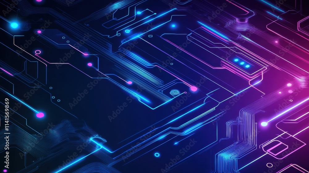 Poster vibrant abstract background with digital circuit patterns and lights