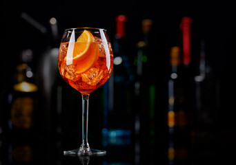 Aperol spritz cocktail on a bar table