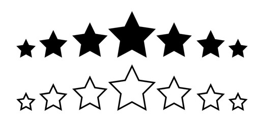 Star rating in black color isolated. Stars in modern simple flat style vector