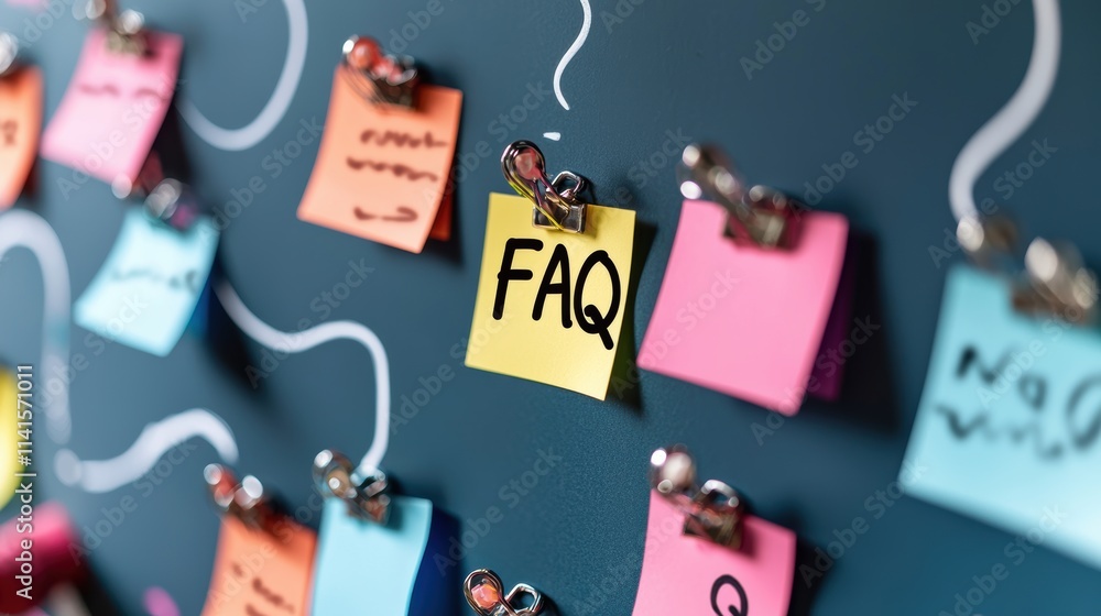 Aufkleber effective faq management strategies office space visual guide creative environment close-up problem 