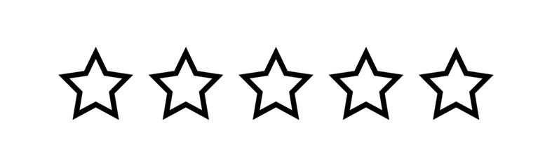 Black outline star rating isolated. Stars in modern simple flat style vector