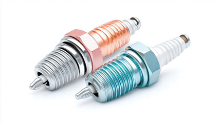 High quality spark plugs in silver and blue colors, designed for optimal engine performance and efficiency. Ideal for automotive enthusiasts and mechanics