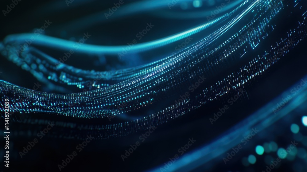 Poster abstract blue light waves flowing in smooth motion and patterns