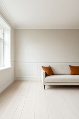 Fototapeta premium Elegant living room with minimalistic design and light-colored furniture