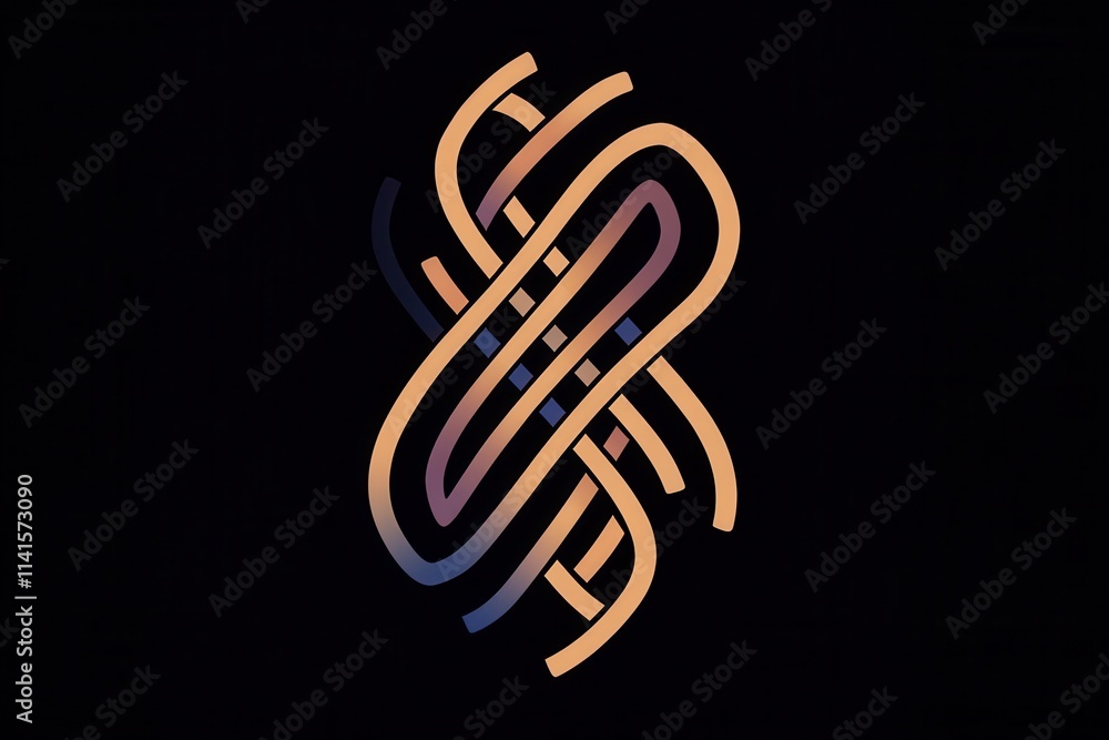 Aufkleber An abstract design featuring intertwined lines in warm colors against a dark background, creating a modern and artistic visual effect.