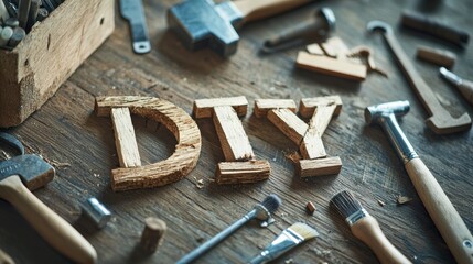 Diy woodworking projects home workshop crafting ideas rustic environment overhead view creative inspiration