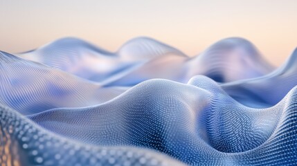 Abstract Wavy Surface with Blue and Beige Gradient Background