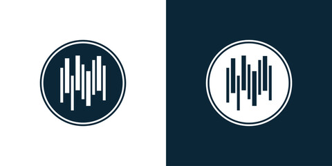 Simple music logo icon design, music flow logo in circle, music wave