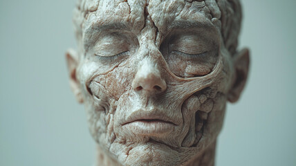 Close up of Detailed Aged Face  Wrinkles  Skin Texture