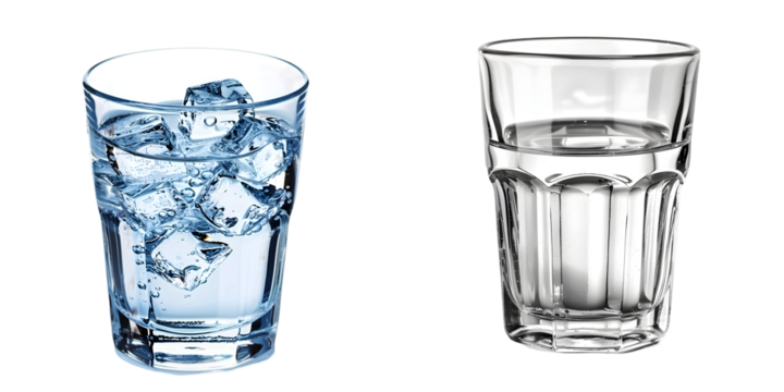 Glass of clean spring water isolated on a white background. Generative AI.