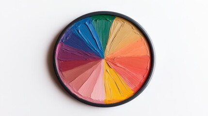 Obraz premium A vibrant color wheel displaying various shades arranged in a circular palette, ideal for artistic projects and color selection.