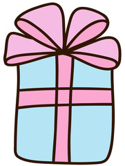 Cute Cartoon Gift Box with Bow Illustration