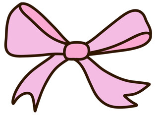 Coquette Ribbon bow outline doodle hand drawn