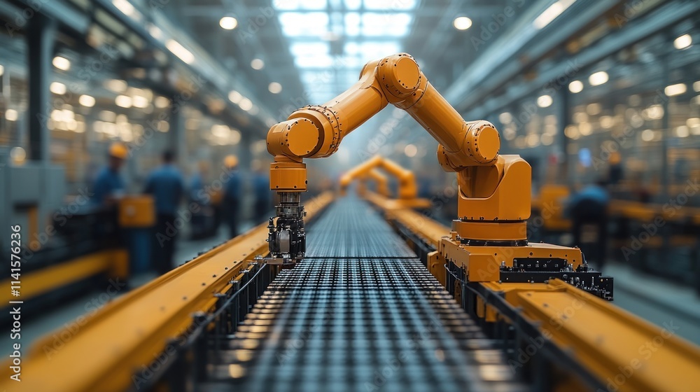 Poster robotics in industrial background for automation task