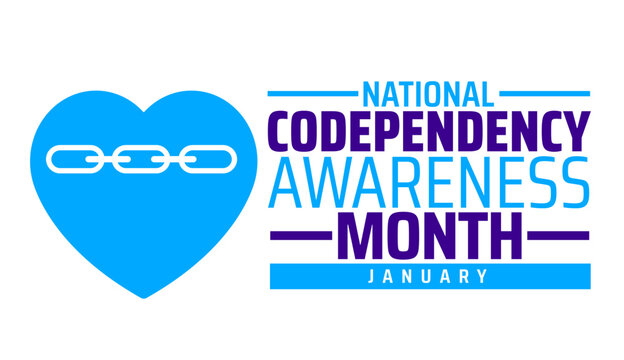 National Codependency Awareness Month background banner or poster design template. observed every year in January. Holiday concept. Use to any Template, card, poster, placard, template.