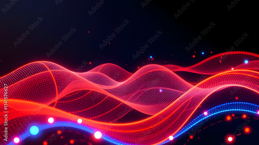Poster abstract digital network: a captivating abstract background image featuring vibrant red and blue lin