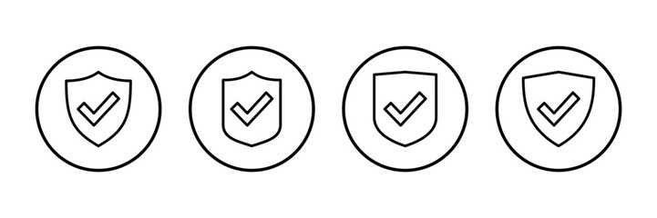 Shield check mark icon vector isolated on white background. Protection approve sign. Safe icon vector