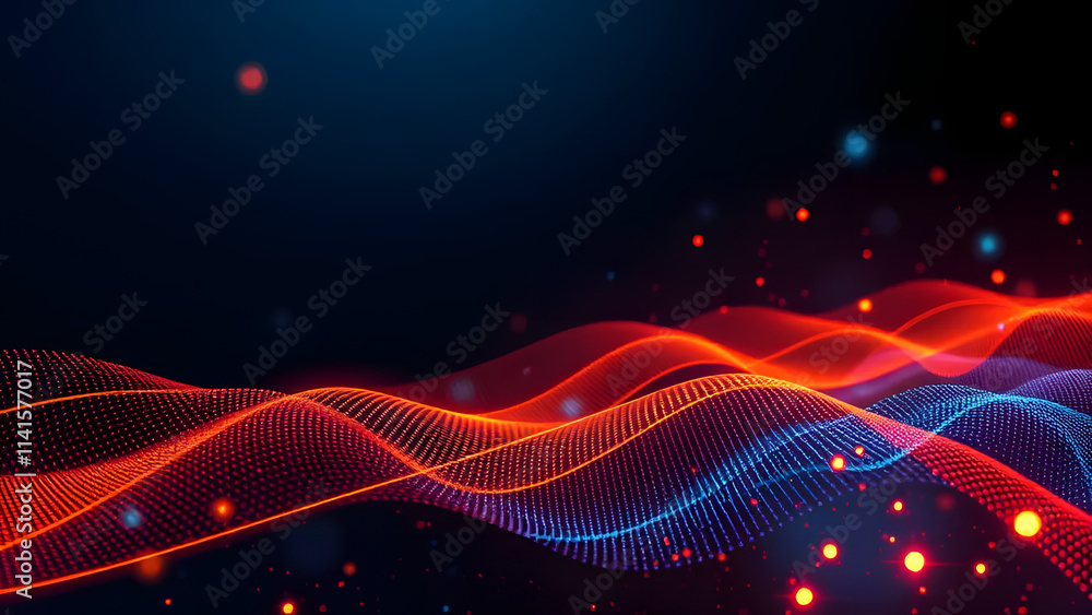 Poster abstract digital network: a captivating abstract background image featuring vibrant red and blue lin