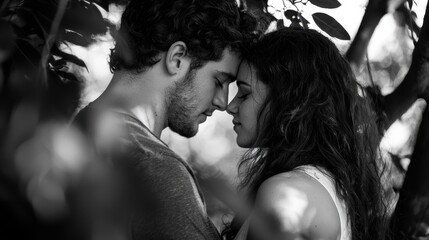 Tender connection amidst spring chaos: a serene moment of infatuation