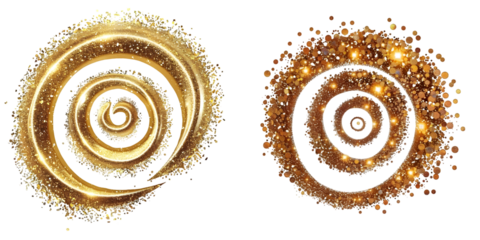 Gold Glitter shiny swirlisolated isolated on a white background. Generative AI.