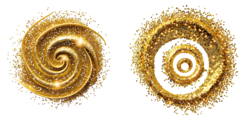 Gold Glitter shiny swirlisolated isolated on a white background. Generative AI.