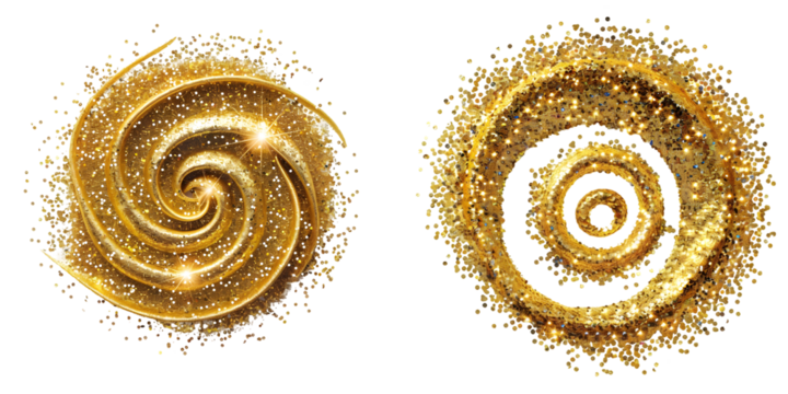 Gold Glitter shiny swirlisolated isolated on a white background. Generative AI.