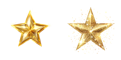 Gold Glow Star. Light glowing effect. Transparent Sun rays isolated on a white background. Generative AI.