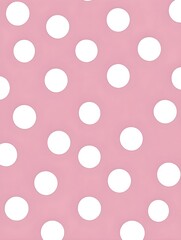 A seamless polka dot pattern with white dots on a light pastel pink background for a playful, clean design. 