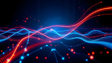 Abstract Red and Blue Energy Flow 