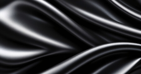 Fototapeta premium Smooth elegant black silk satin fabric background