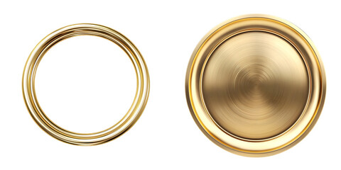 Gold Round Vintage Photo Frame 3d Illustration isolated on a white background. Generative AI.