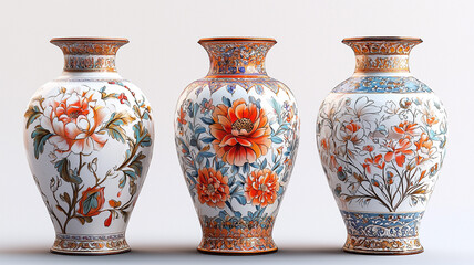 Elegant Floral Porcelain Vases  Decorative Home Decor  Asian Art