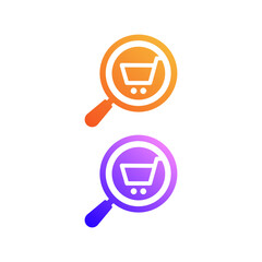 Modern logo Magnifying glass and shopping cart