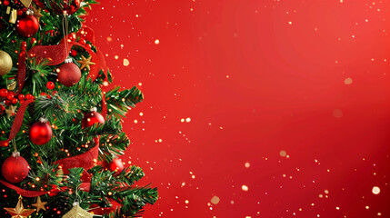 Merry Christmas theme, Christmas tree, banner，Close up of decorative christmas tree	
