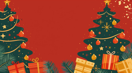 Merry Christmas theme, Christmas tree, banner，Close up of decorative christmas tree	
