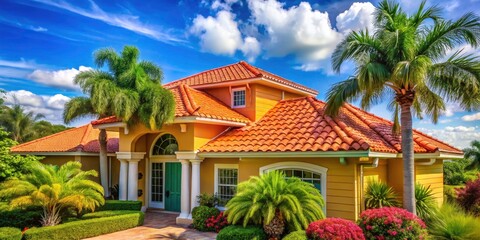 Obraz premium Roof Renovation on Florida Home: Transforming Your Space with Quality Roofing Solutions, Tips for Home Improvement, and Enhancing Property Value in the Sunshine State
