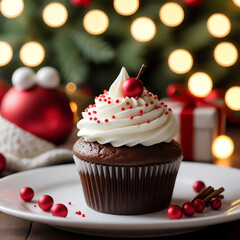 Festive Christmas Cupcake Delight Generative AI