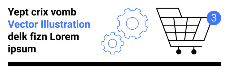 Shopping cart with cogs, notification badge. Ideal for e-commerce, online shopping, product management, system integration, services, digital marketing, automation. Landing page