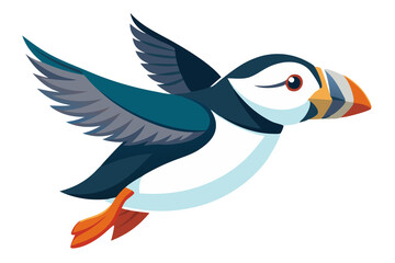 Obraz premium Atlantic Puffin Bird Illustration – Stunning Flying Artwork for Nature Lovers