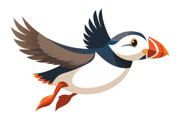 Atlantic Puffin Bird Illustration – Stunning Flying Artwork for Nature Lovers