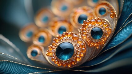 Fototapeta premium Ornate gold and teal jeweled ornaments.