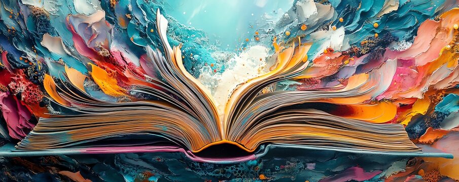 Collage artwork showcasing books