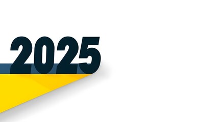 The simple and modern thin line font design displays the number "2025" in an elegant and fashionable style, which is very suitable. The black text is embellished with a yellow or blue background, emph