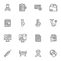 Fototapeta premium Healthcare and medical line icons set