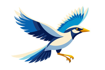 Obraz premium Stunning Flying Bali Myna Bird Illustration – Artistic Wildlife Artwork