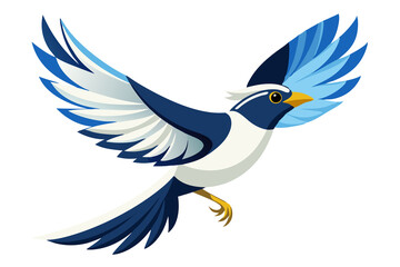 Obraz premium Stunning Flying Bali Myna Bird Illustration – Artistic Wildlife Artwork